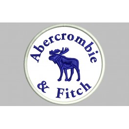 Parche Bordado ABERCROMBIE & FITCH (Bordado AZUL MARINO / Fondo BLANCO)
